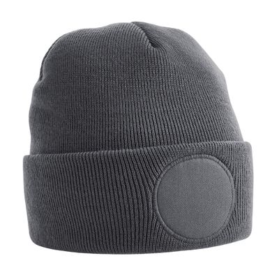 Beechfield B446 Circular Patch Beanie - Graphite Grey - One Size