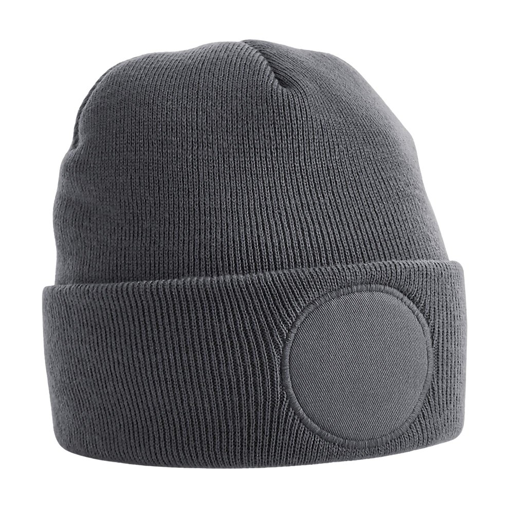 Beechfield B446 Circular Patch Beanie - Graphite Grey - One Size
