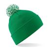 Beechfield Mens Snowstar Duo Winter Knit Beanie Bobble Hat - Kelly Green/White view 1
