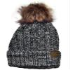 C.C Thick Cable Knit Faux Fuzzy Fur Pom Fleece Lined Skull Cap Cuff Beanie, 3 Tone Gray view 1