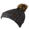 C.C Thick Cable Knit Faux Fuzzy Fur Pom Fleece Lined Skull Cap Cuff Beanie, 3 Tone Gray view 2
