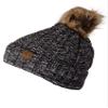C.C Thick Cable Knit Faux Fuzzy Fur Pom Fleece Lined Skull Cap Cuff Beanie, 3 Tone Gray view 3
