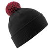 Beechfield Mens Snowstar Duo Winter Knit Beanie Bobble Hat - Black/Bright Royal view 2