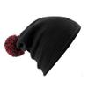 Beechfield Mens Snowstar Duo Winter Knit Beanie Bobble Hat - Black/Bright Royal view 3