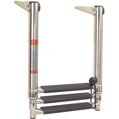 Mojiate 3-Step Telescoping Boat Ladder | Marine-Grade 316 Stainless Steel | 900lb Capacity | Anti-Slip Treads & Dual Handrails | Collapsible for Pontoon, Yacht & Dock