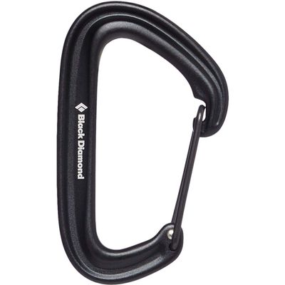 BLACK DIAMOND LiteWire Carabiner | Lightweight Hot-Forged Wiregate | Durable Aluminum Build | Smooth Clipping for Trad & Sport Rock Climbing | Black