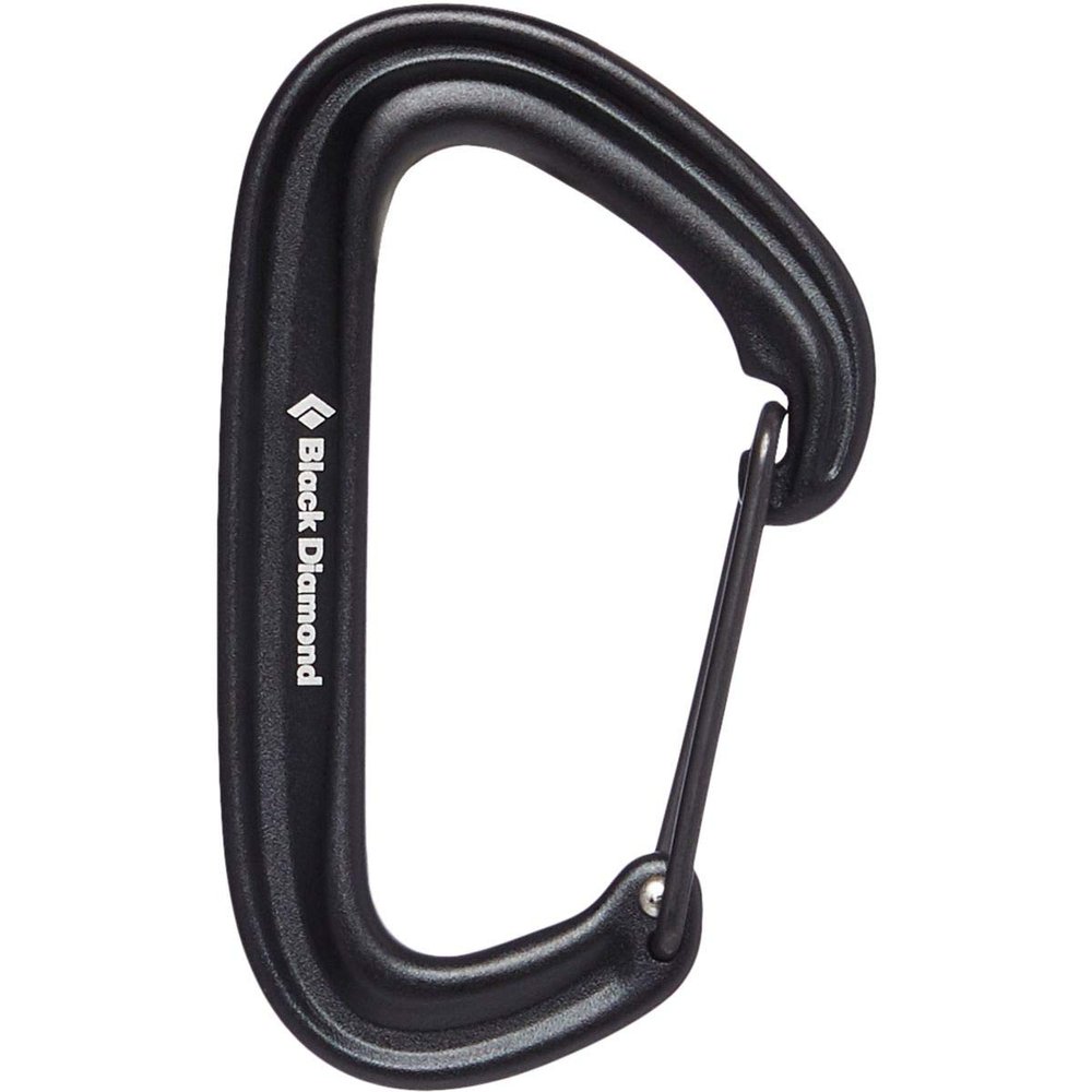 BLACK DIAMOND LiteWire Carabiner | Lightweight Hot-Forged Wiregate | Durable Aluminum Build | Smooth Clipping for Trad & Sport Rock Climbing | Black