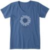 Life is Good. Women's Crusher Vee French Sunflower, Vintage Blue view 1
