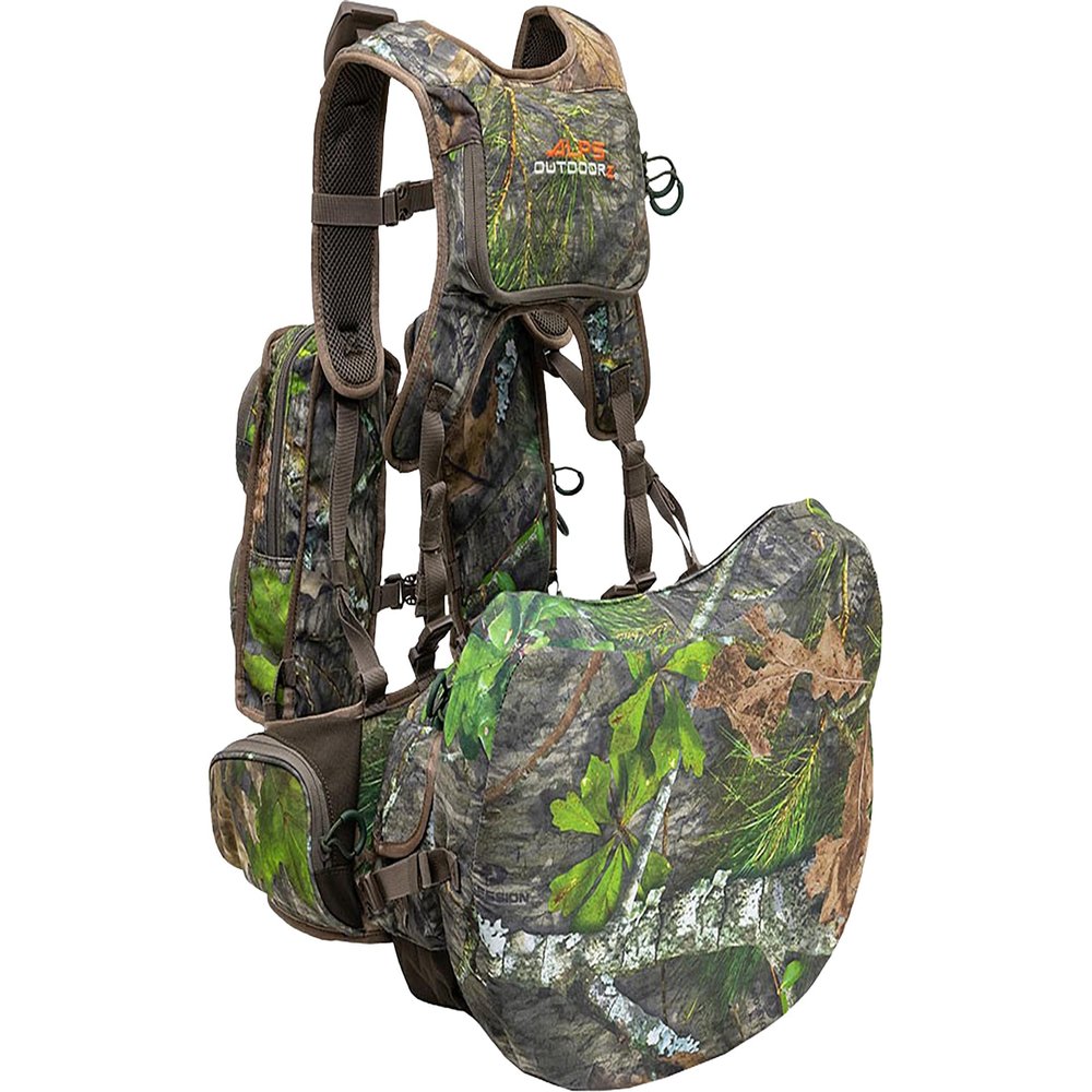 ALPS OutdoorZ Long Spur Camo Turkey Vest Featuring Removable Rear Facing Lumbar Pack, Large Removable Game Bag, and Customizable Call Pocket System, Deluxe