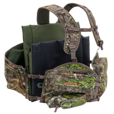 ALPS OutdoorZ Impact Camo Turkey Vest Featuring Removable Flip Down Seat, Game Bag, Removable Front Pocket and Pockets for Calls and Strikers, Mossy Oak Obsession, Standard