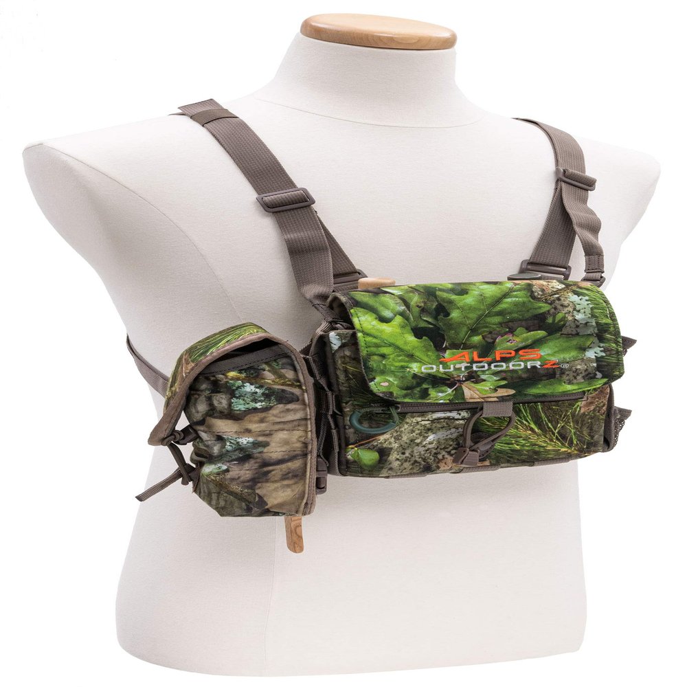 ALPS OutdoorZ Vantage Binocular Harness Featuring Non-Metallic Secure Fit Straps, Removable Box Call Pocket, Side Mesh Pockets, and Attachment System, Mossy Oak Obsession