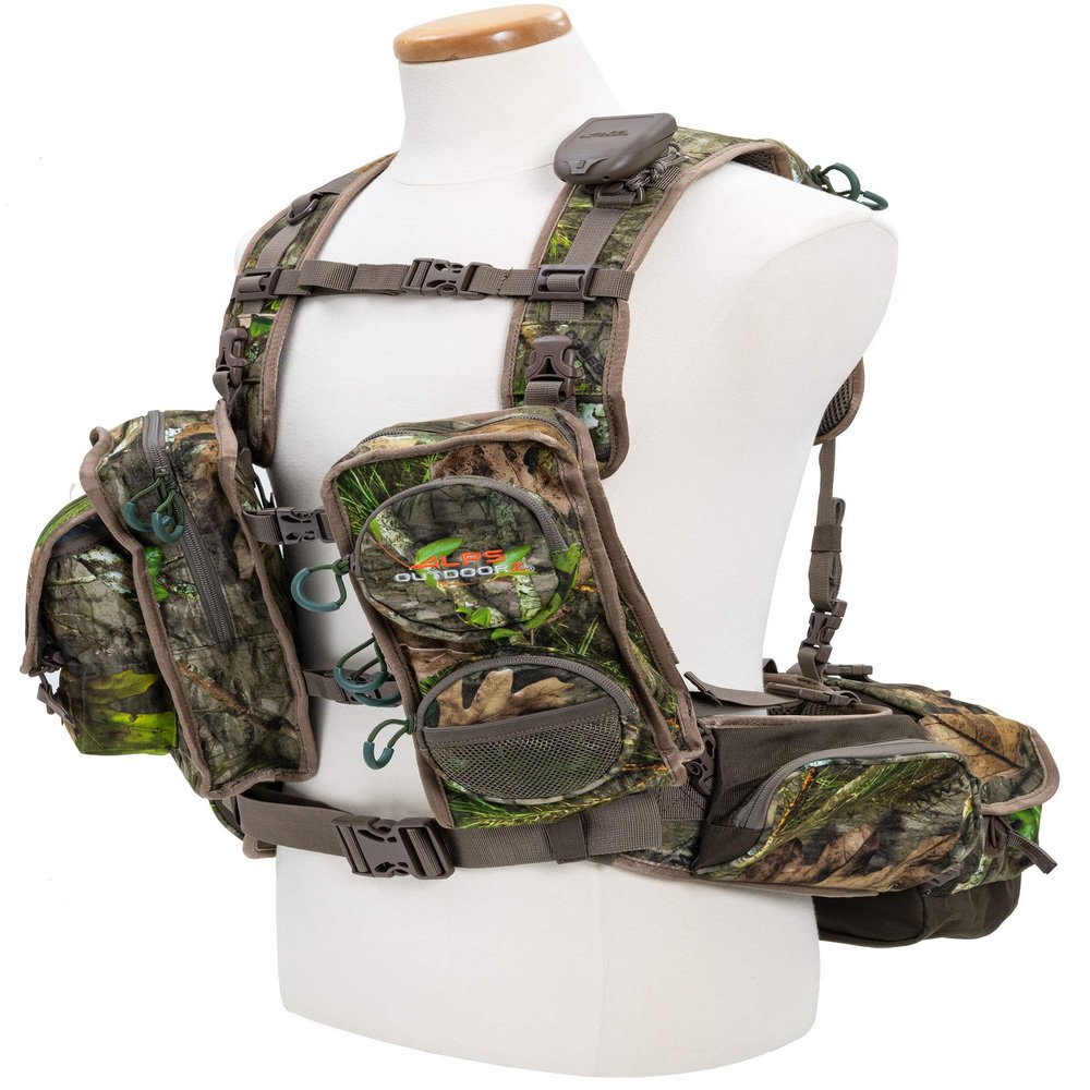 ALPS OutdoorZ Long Spur Camo Turkey Vest Featuring Removable Rear Facing Lumbar Pack, Game Bag, and Customizable Call Pocket System, Standard, Mossy Oak Obsession - Large