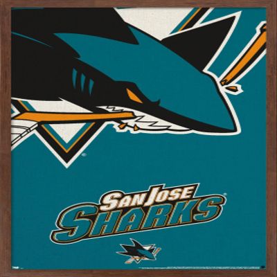 Trends International NHL San Jose Sharks - Logo 14 Wall Poster, 14.725" x 22.375", Mahogany Framed Version