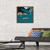 Trends International NHL San Jose Sharks - Logo 14 Wall Poster, 14.725" x 22.375", Mahogany Framed Version view 2