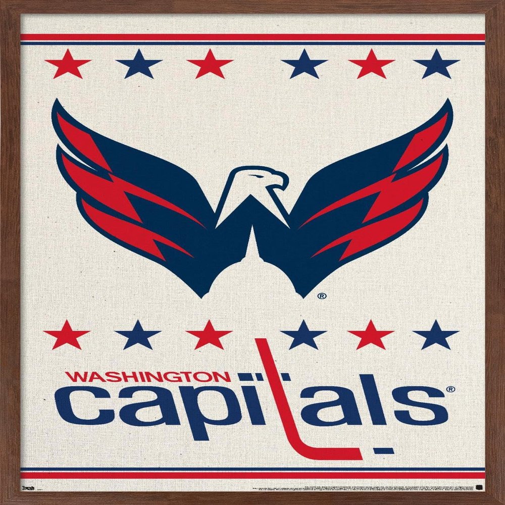 Trends International NHL Washington Capitals - Logo 14 Wall Poster, 14.725" x 22.375", Mahogany Framed Version