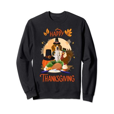 Beagle Happy Thanksgiving Pilgrim Turkey Funny Gift idea Sweatshirt