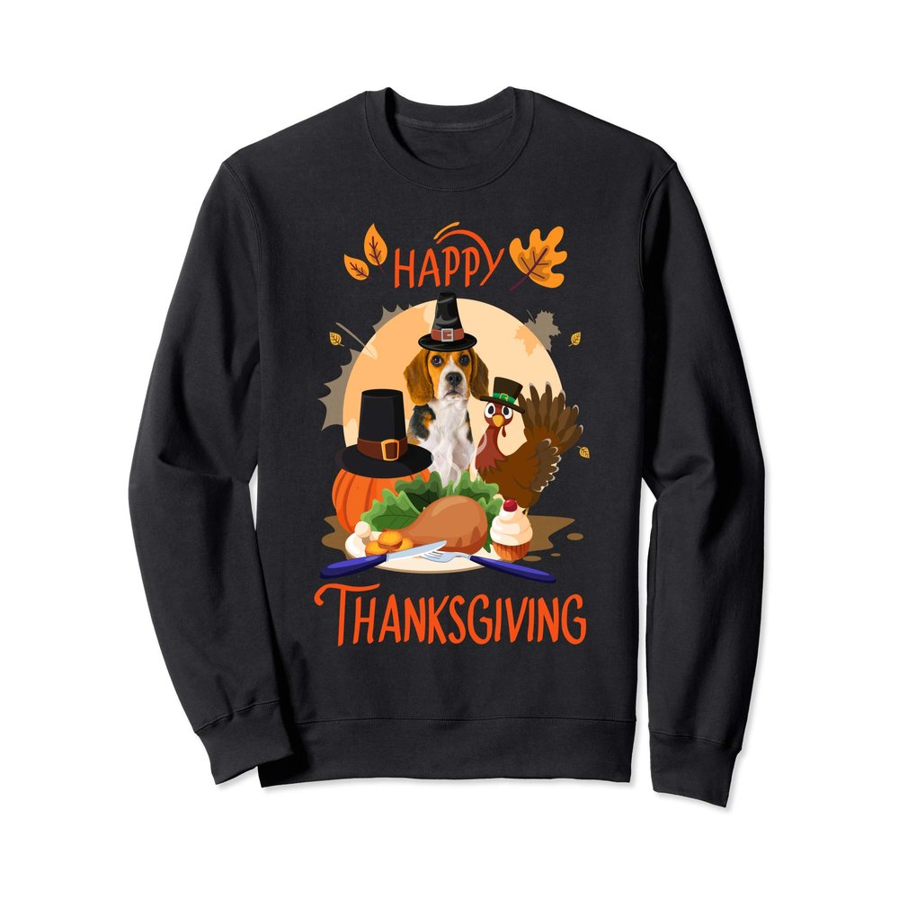 Beagle Happy Thanksgiving Pilgrim Turkey Funny Gift idea Sweatshirt