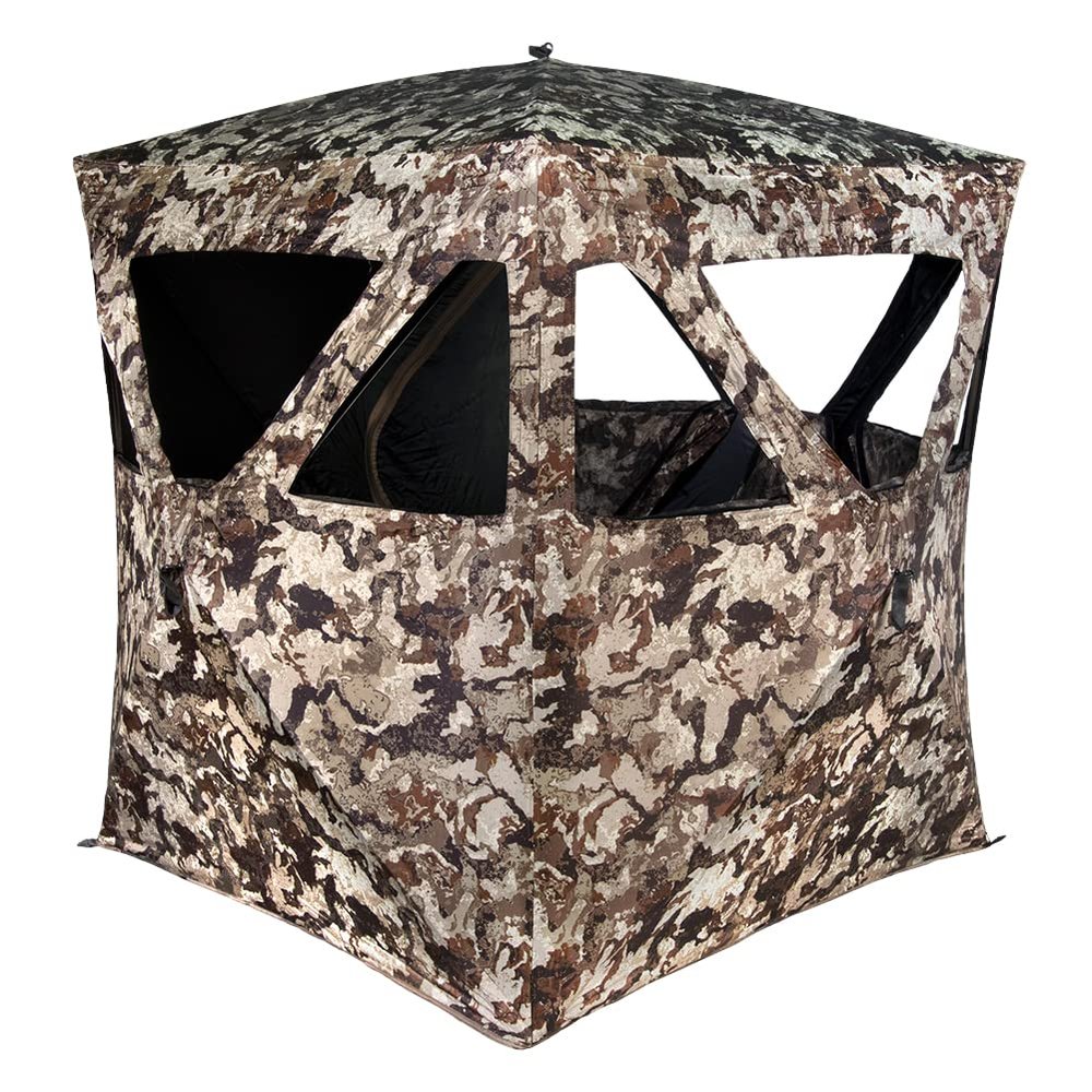 Muddy Hunting Whitetail Deer Buck Hog Watertight 300D Fabric Standing Height 66 Veil Camo Pattern Three Person Ground Blind
