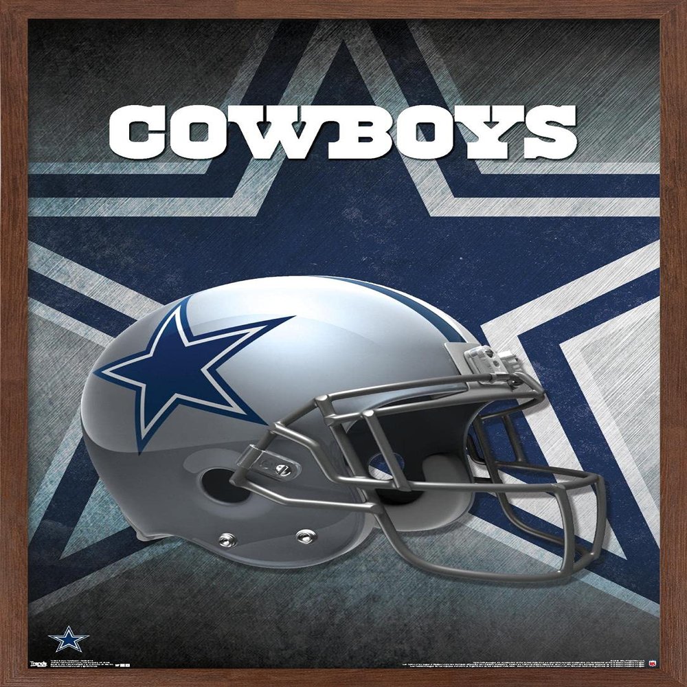 Trends International NFL Dallas Cowboys - Helmet 16 Wall Poster, 14.725" x 22.375", Mahogany Framed Version