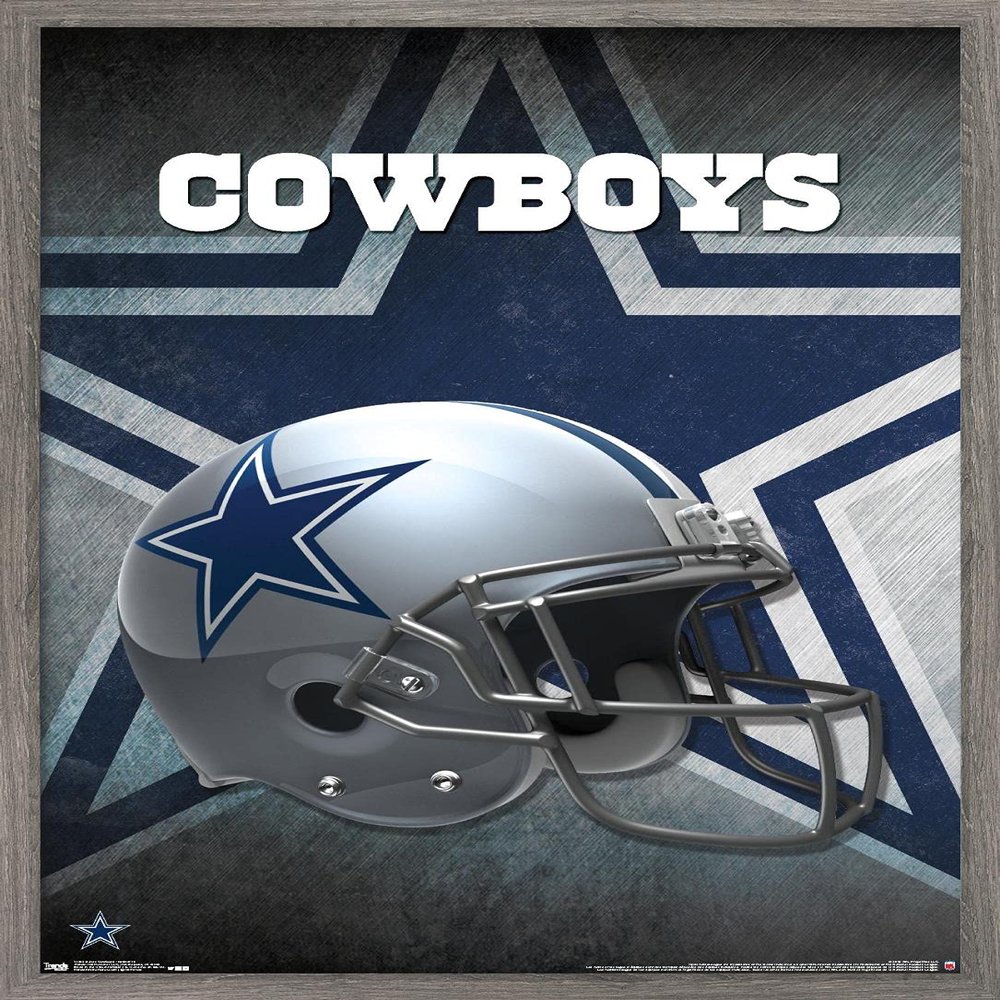 Trends International NFL Dallas Cowboys - Helmet 16 Wall Poster, 14.725" x 22.375", Barnwood Framed Version