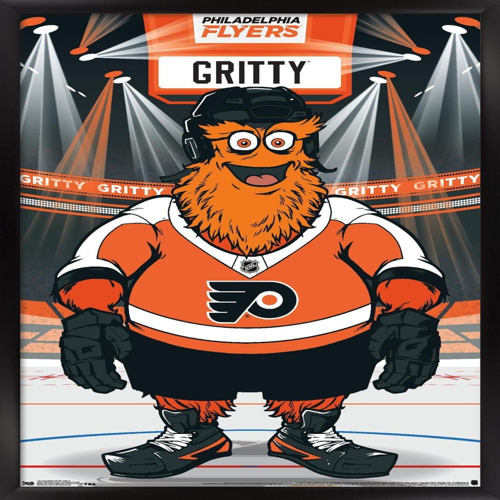 Trends International NHL Philadelphia Flyers - Gritty 19 Wall Poster, 14.725" x 22.375", Black Framed Version