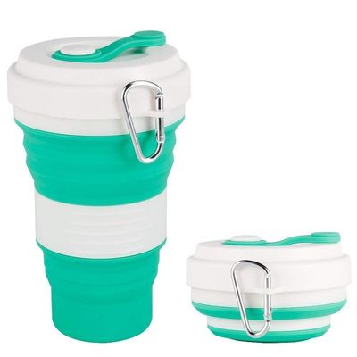 ZENGGE Collapsible Silicone Cup, Portable High Temperature Water Cup Outdoor Travel Collapsible Cup Portable Folding Office Drinking Cup Max 550ml (Orange red) (green)