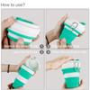 ZENGGE Collapsible Silicone Cup, Portable High Temperature Water Cup Outdoor Travel Collapsible Cup Portable Folding Office Drinking Cup Max 550ml (Orange red) (green) view 4