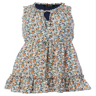 A. Byer Women's Ruffled Skirt Sleeveless Dress, Multi Floral, Small