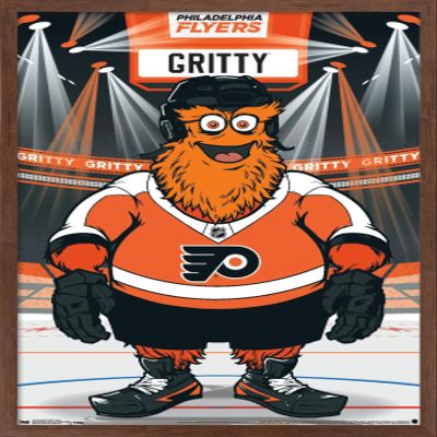 Trends International NHL Philadelphia Flyers - Gritty 19 Wall Poster, 14.725" x 22.375", Mahogany Framed Version