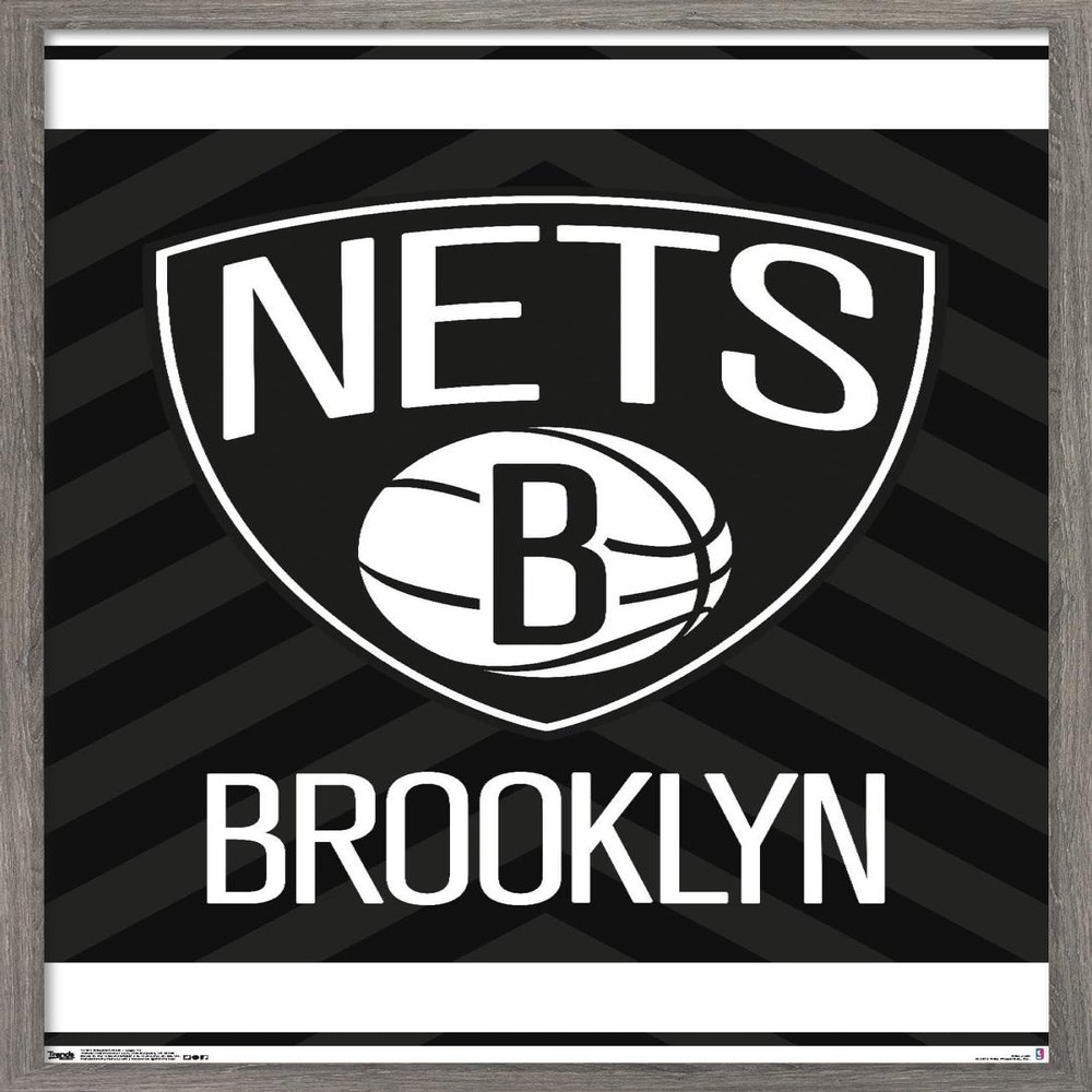 Trends International NBA Brooklyn Nets - Logo 15 Wall Poster, 22.375" x 34", Barnwood Framed Version