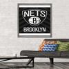 Trends International NBA Brooklyn Nets - Logo 15 Wall Poster, 22.375" x 34", Barnwood Framed Version view 2