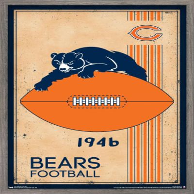 Trends International NFL Chicago Bears - Retro Logo 14 Wall Poster, 22.375" x 34", Barnwood Framed Version