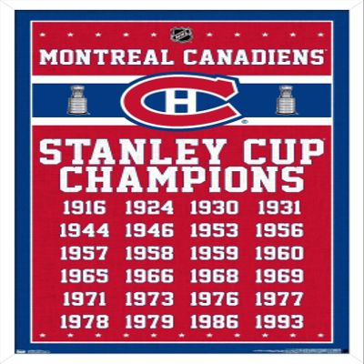 Trends International NHL Montreal Canadiens Champions 13 Wall Poster, 14.725" x 22.375", White Framed Version