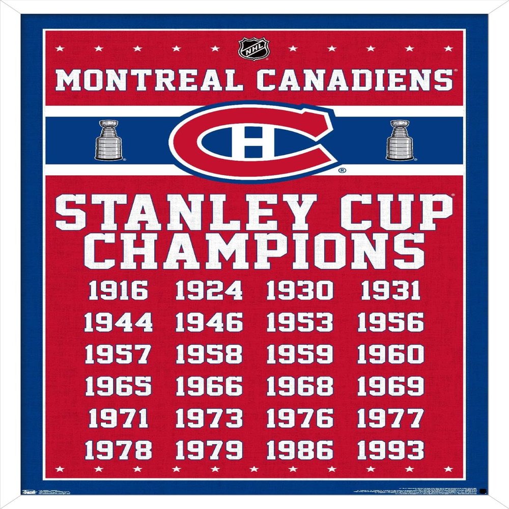 Trends International NHL Montreal Canadiens Champions 13 Wall Poster, 14.725" x 22.375", White Framed Version