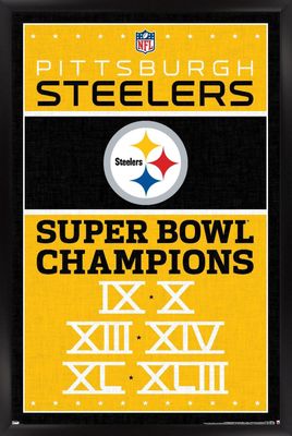 Trends International NFL Pittsburgh Steelers - Champions 13 Wall Poster, 14.725" x 22.375", Black Framed Version