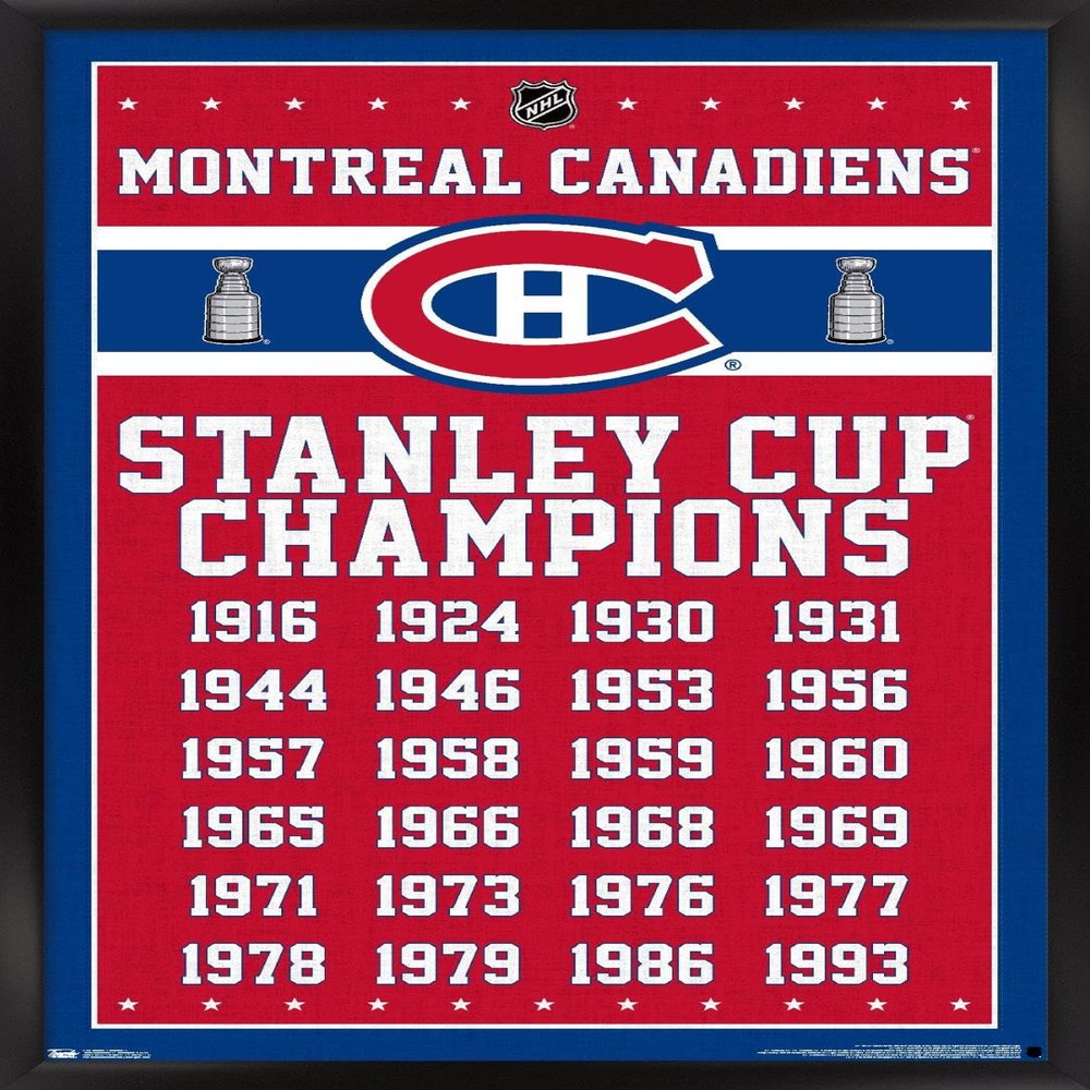 Trends International NHL Montreal Canadiens Champions 13 Wall Poster, 14.725" x 22.375", Black Framed Version