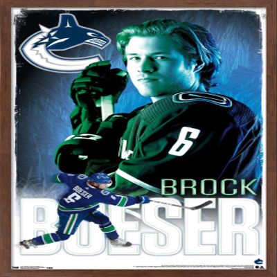 Trends International NHL Vancouver Canucks - Brock Boeser 18 Wall Poster, 14.725" x 22.375", Mahogany Framed Version