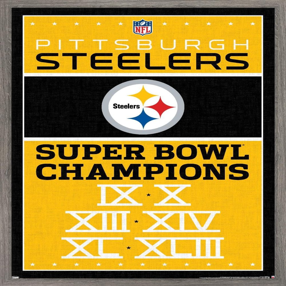 Trends International NFL Pittsburgh Steelers - Champions 13 Wall Poster, 22.375" x 34", Barnwood Framed Version