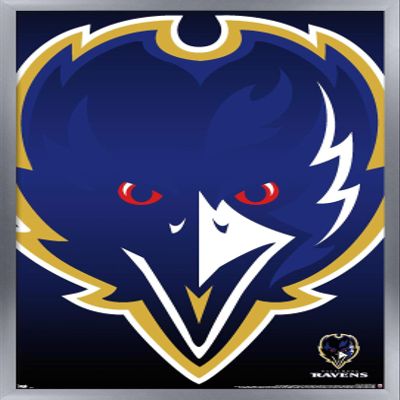 Trends International NFL Baltimore Ravens - Logo 14 Wall Poster, 14.725" x 22.375", Silver Framed Version