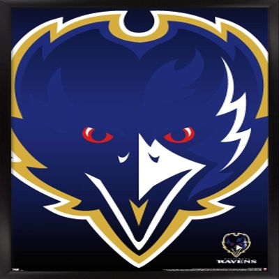 Trends International NFL Baltimore Ravens - Logo 14 Wall Poster, 14.725" x 22.375", Black Framed Version