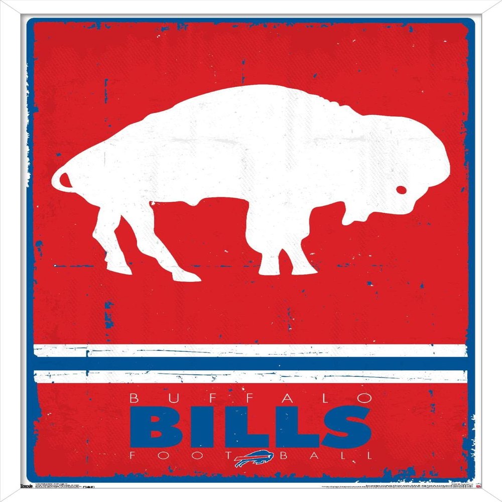 NFL Buffalo Bills - Retro Logo 15 Wall Poster, 22.4L" x 14.7W", White Framed Version