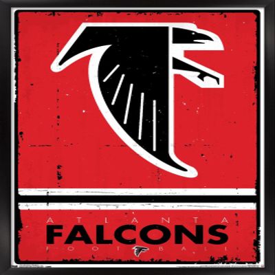 Trends International NFL Atlanta Falcons - Retro Logo 15 Wall Poster, 14.725" x 22.375", Black Framed Version