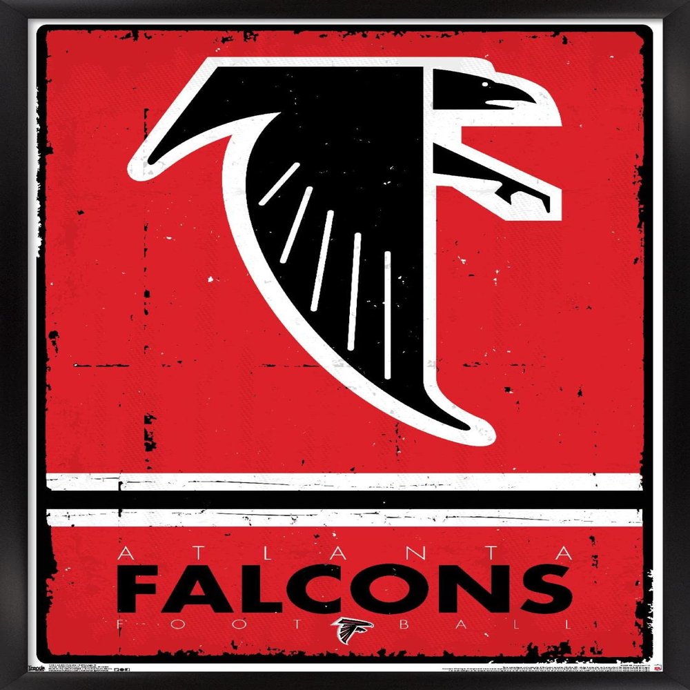 Trends International NFL Atlanta Falcons - Retro Logo 15 Wall Poster, 14.725" x 22.375", Black Framed Version