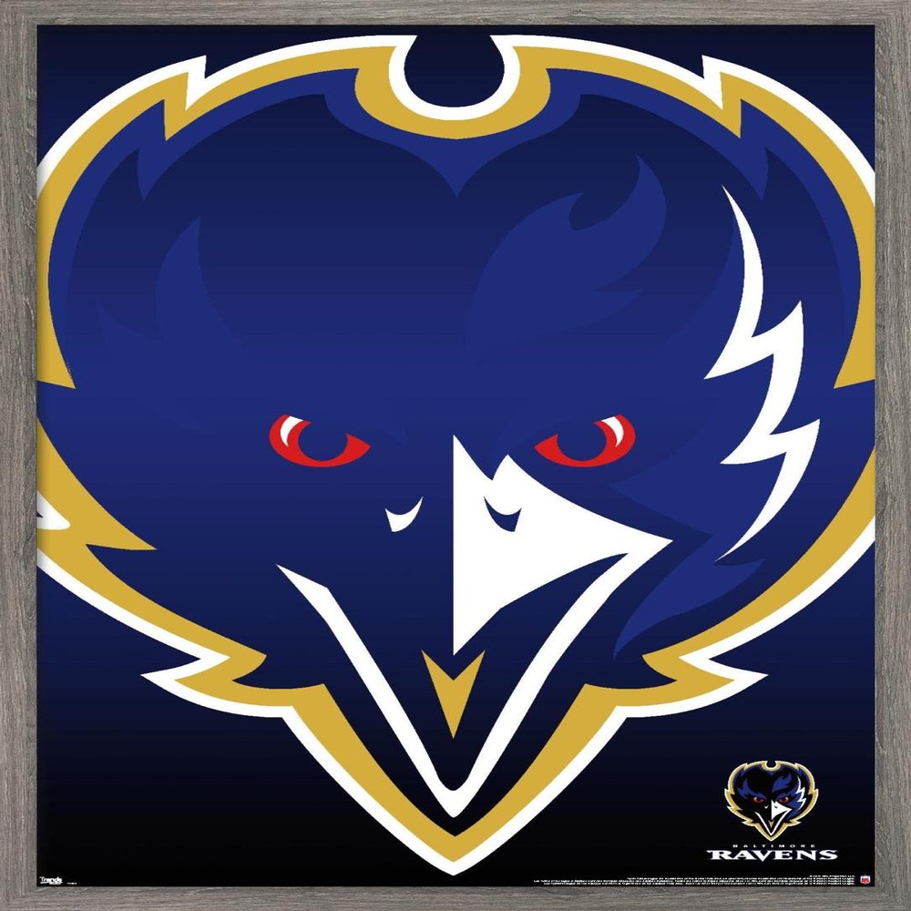 Trends International NFL Baltimore Ravens - Logo 14 Wall Poster, 14.725" x 22.375", Barnwood Framed Version