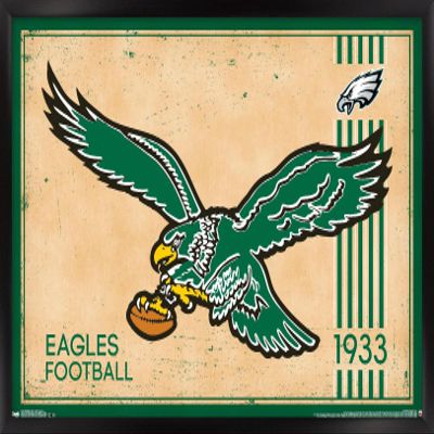 Trends International NFL Philadelphia Eagles - Retro Logo 14 Wall Poster, 14.725" x 22.375", Black Framed Version