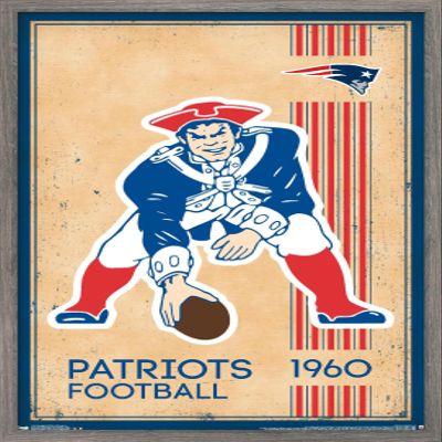 Trends International NFL New England Patriots - Retro Logo 14 Wall Poster, 22.375" x 34", Barnwood Framed Version