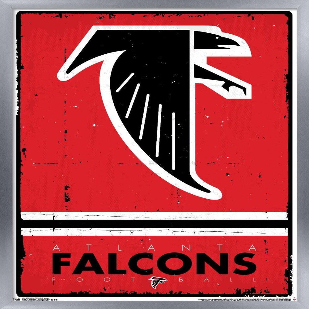 Trends International NFL Atlanta Falcons - Retro Logo 15 Wall Poster, 14.725" x 22.375", Silver Framed Version