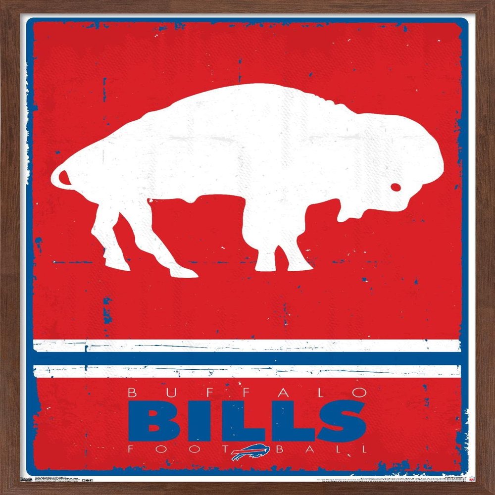 NFL Buffalo Bills - Retro Logo 15 Wall Poster, 22.4L" x 14.7W", Mahogany Framed Version