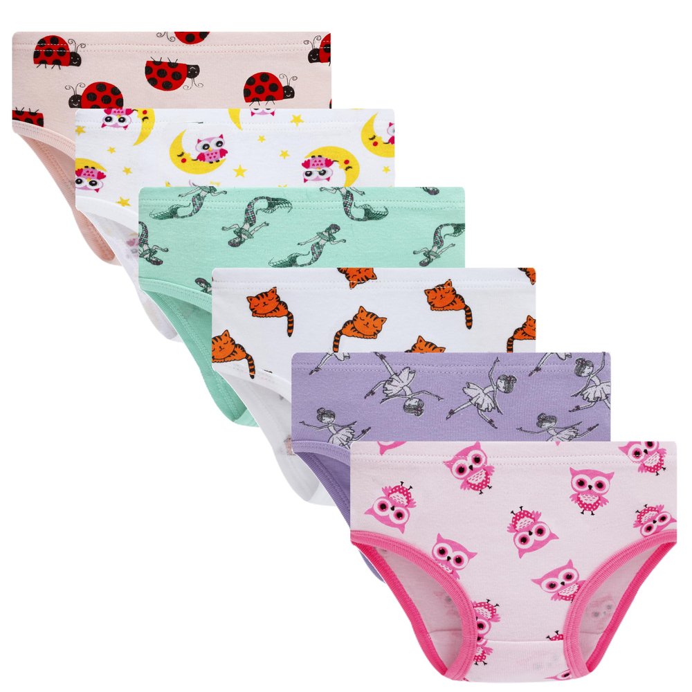 Cadidi Dinos 100% Cotton Soft Cotton Panties Big Girls' Undies Assorted Underwear (Pack of 6) Size 12
