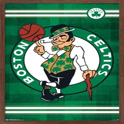 Trends International NBA Boston Celtics - Logo 14 Wall Poster, 14.725" x 22.375", Mahogany Framed Version